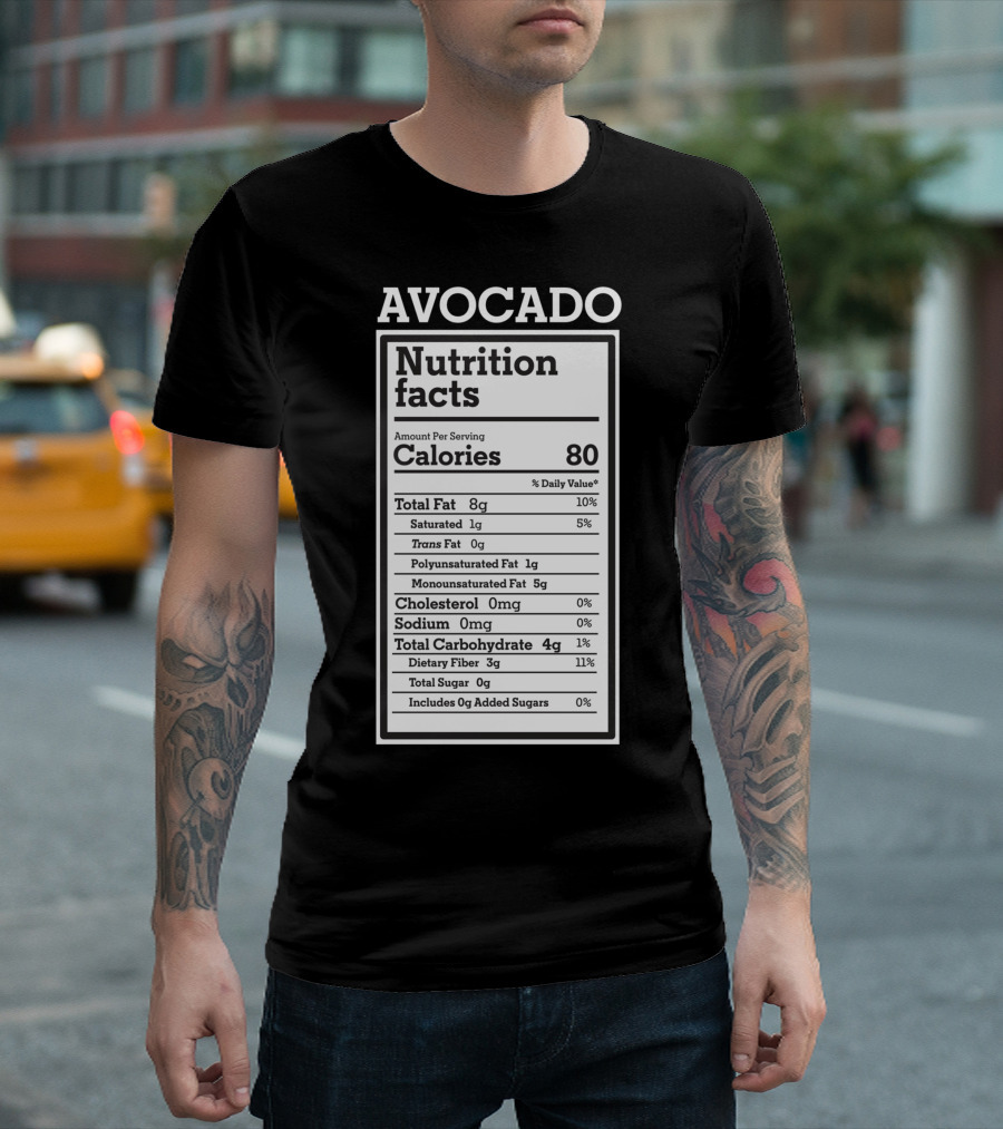 Avocado Nutrition Facts Funny Keto Ketogenic Calories 80 T-Shirt