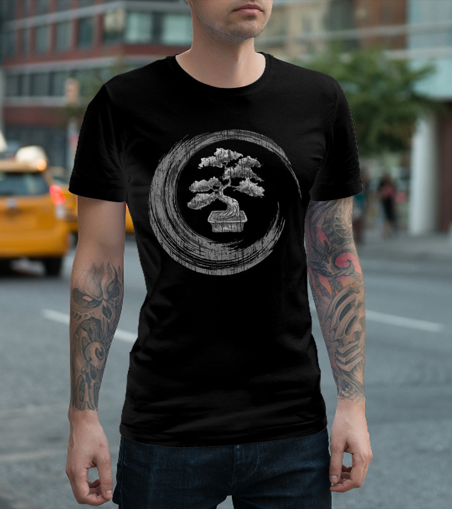 Bonsai Tree Enso Circle Zen Vintage Look T-Shirt