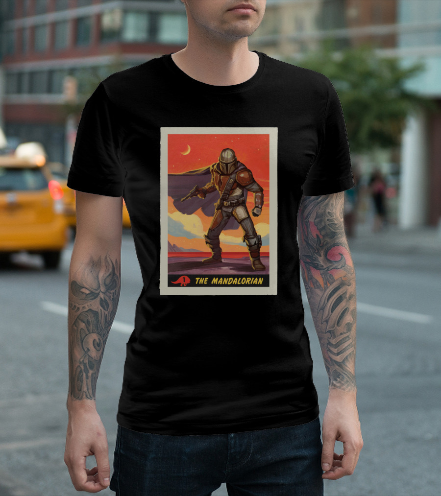 The Mandalorian Vintage Sunset Adventure Scene T-Shirt