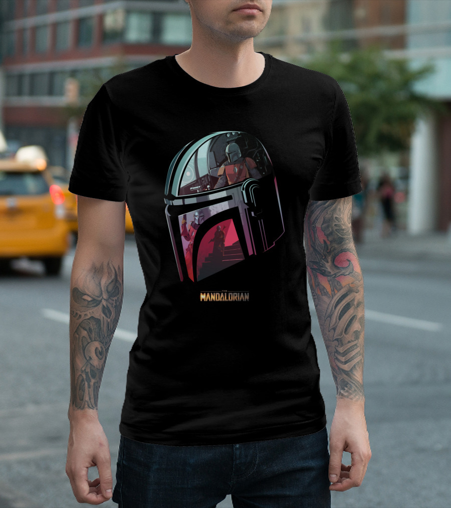 The Mandalorian Helmet Reflection Scene T-Shirt