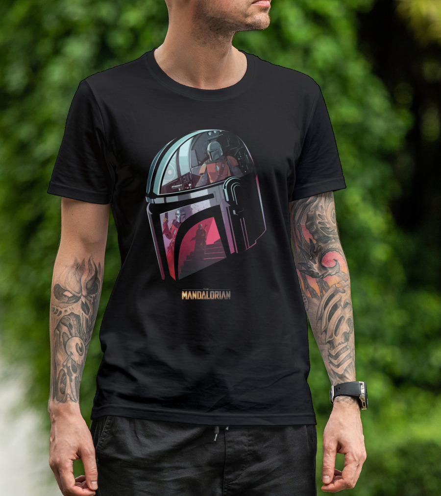 The Mandalorian Helmet Reflection Scene T-Shirt