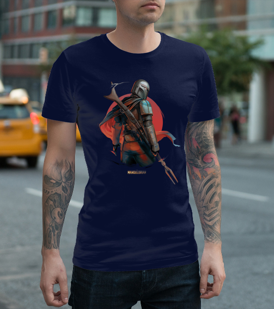 Mandalorian Warrior in Front of Red Sun T-Shirt