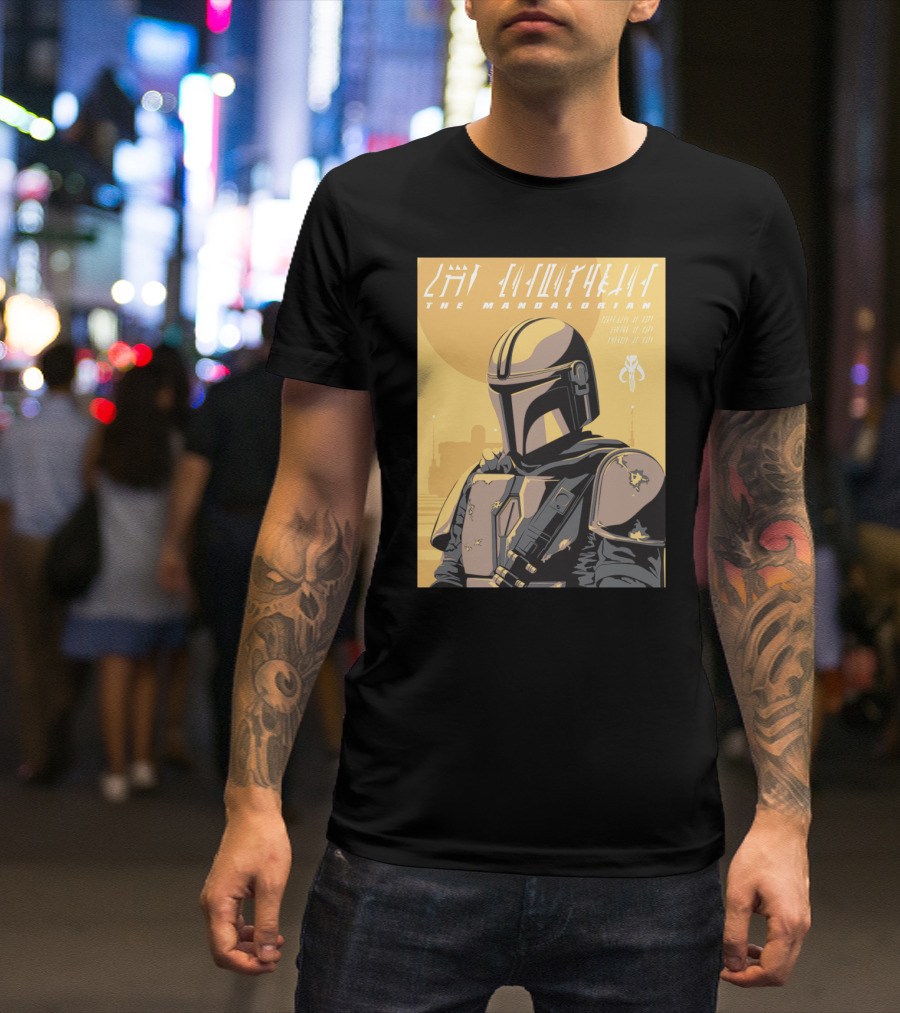 The Mandalorian Cell Shade Star Wars Bounty Hunter Art Deco T-Shirt