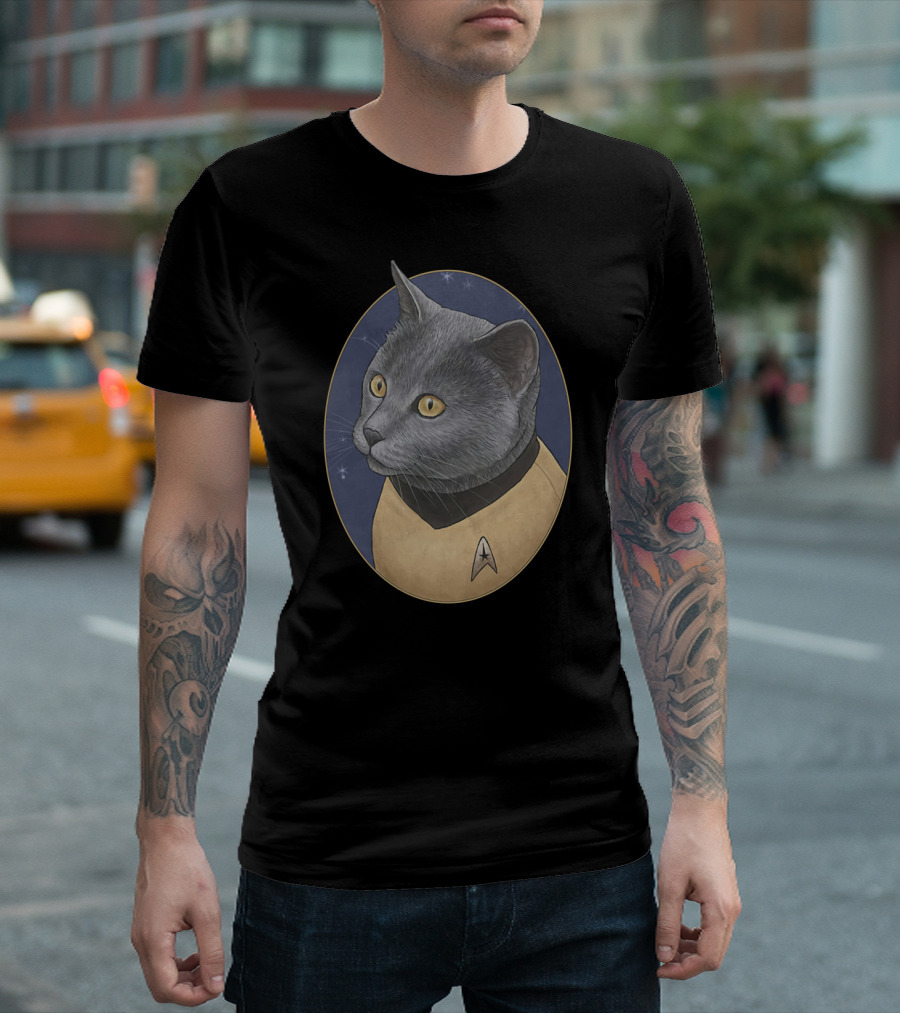 Star Trek Chekov Cat in Starfleet Uniform with Delta Badge T-Shirt
