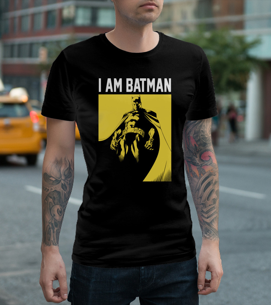 I Am Batman Yellow Black Bold Shadow T-Shirt