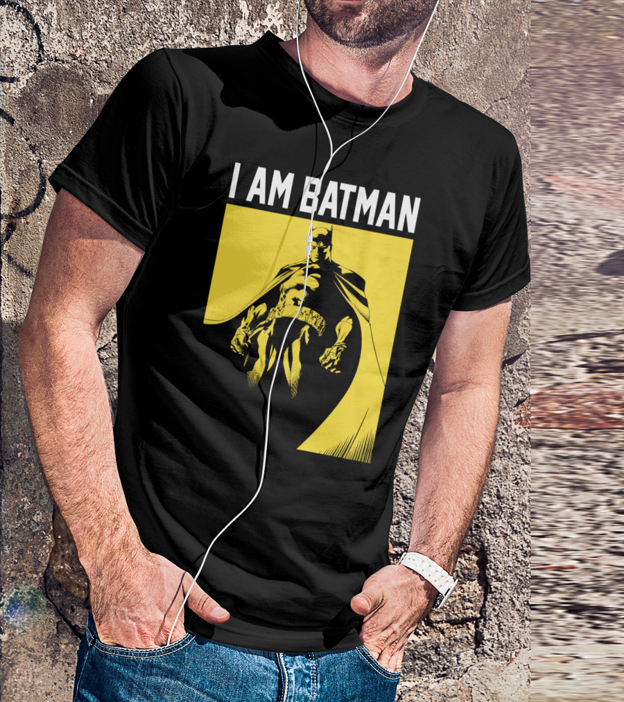 I Am Batman Yellow Black Bold Shadow T-Shirt