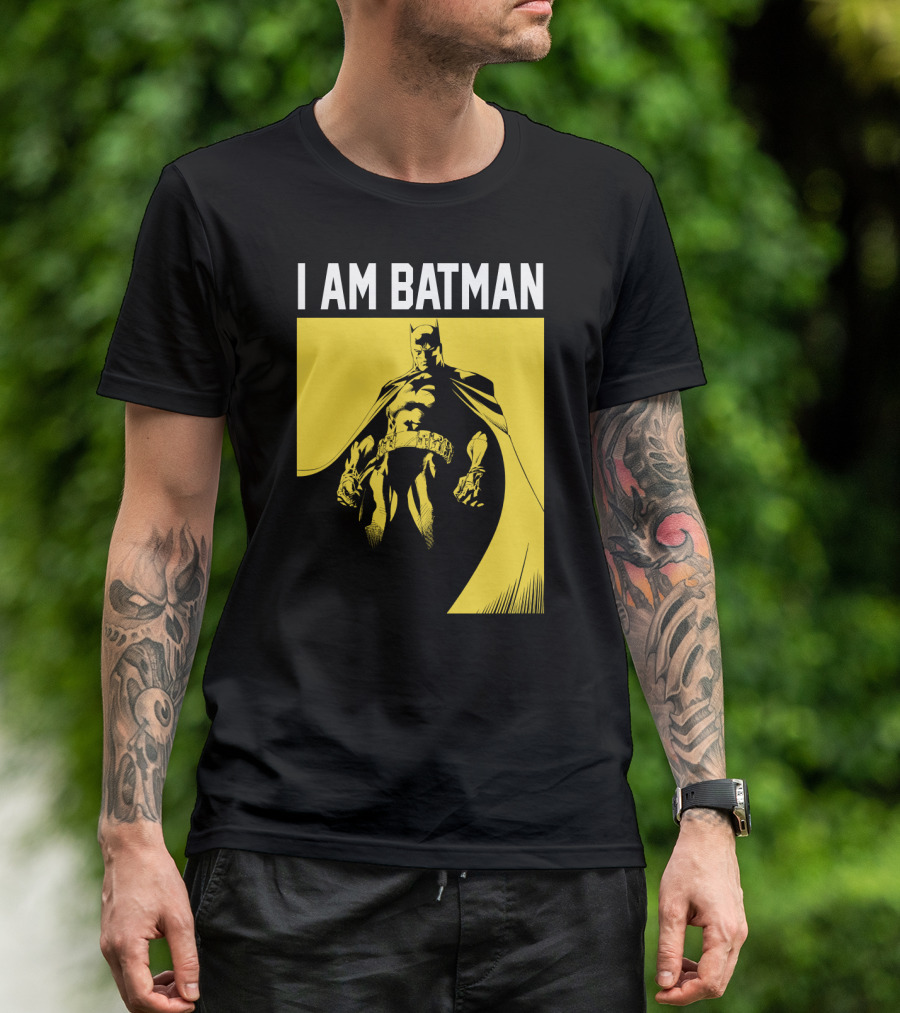 I Am Batman Yellow Black Bold Shadow T-Shirt