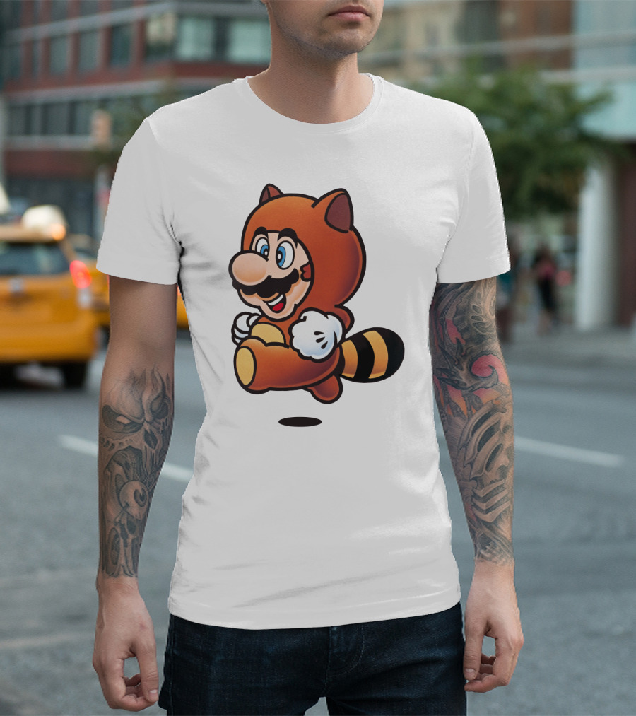 Tanooki Mario Super Leaf Power-Up Classic Look T-Shirt