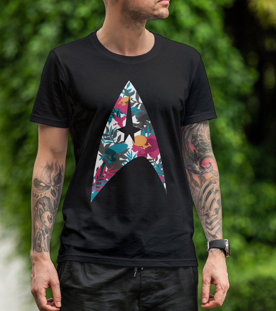 Tropical Starfleet Star Trek Floral Badge T-Shirt