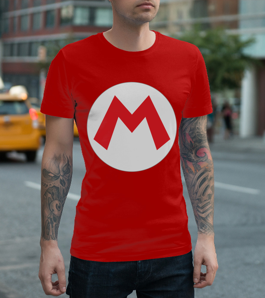 Super Mario Icon Red M On White Circle T-Shirt