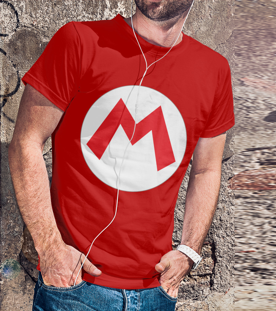 Super Mario Icon Red M On White Circle T-Shirt