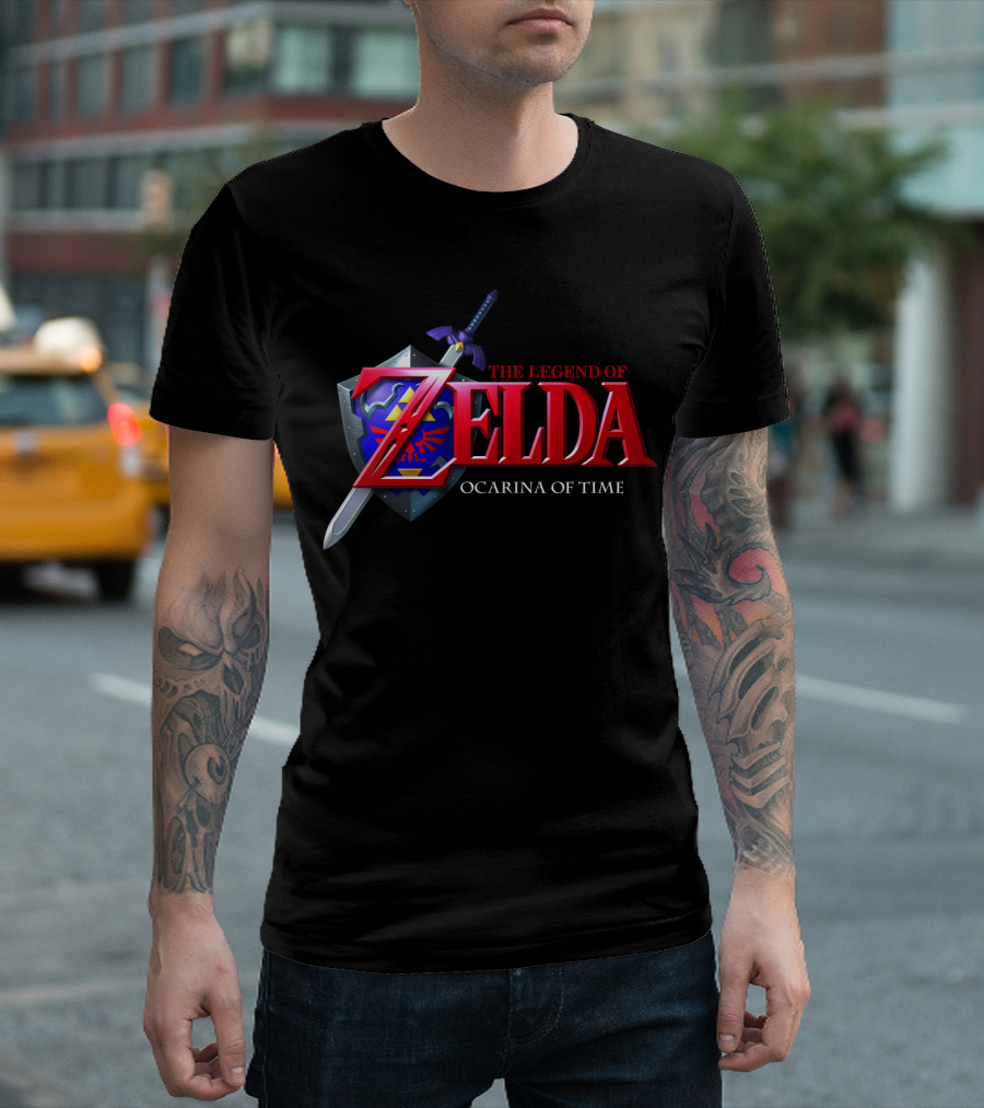 The Legend Of Zelda Ocarina Of Time Master Sword Hylian Shield Emblem T-Shirt