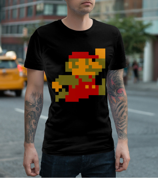 Classic 8-Bit Mario Pixel Art Character T-Shirt