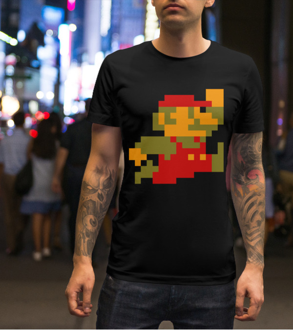 Classic 8-Bit Mario Pixel Art Character T-Shirt