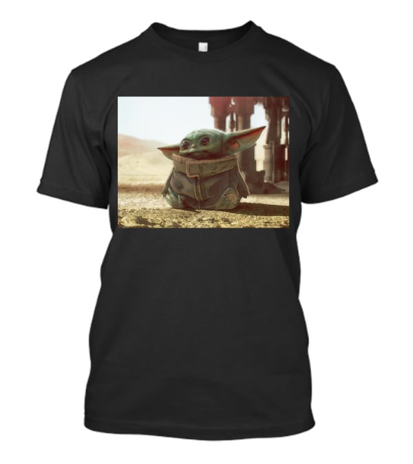 The Child Square Mandalorian Baby Yoda On Tatooine Desert T-Shirt