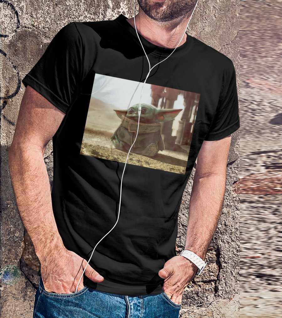 The Child Square Mandalorian Baby Yoda On Tatooine Desert T-Shirt
