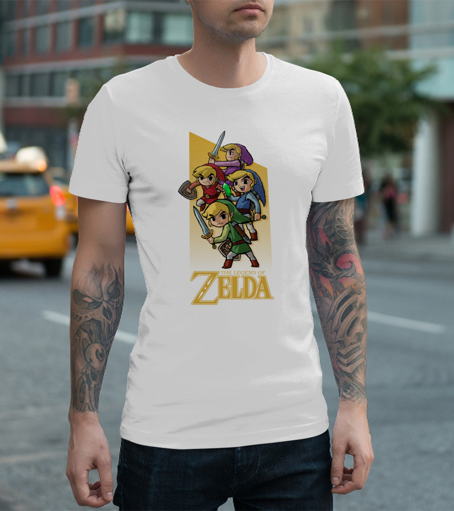 The Legend of Zelda Four Links Characters in Colorful Outfits T-Shirt