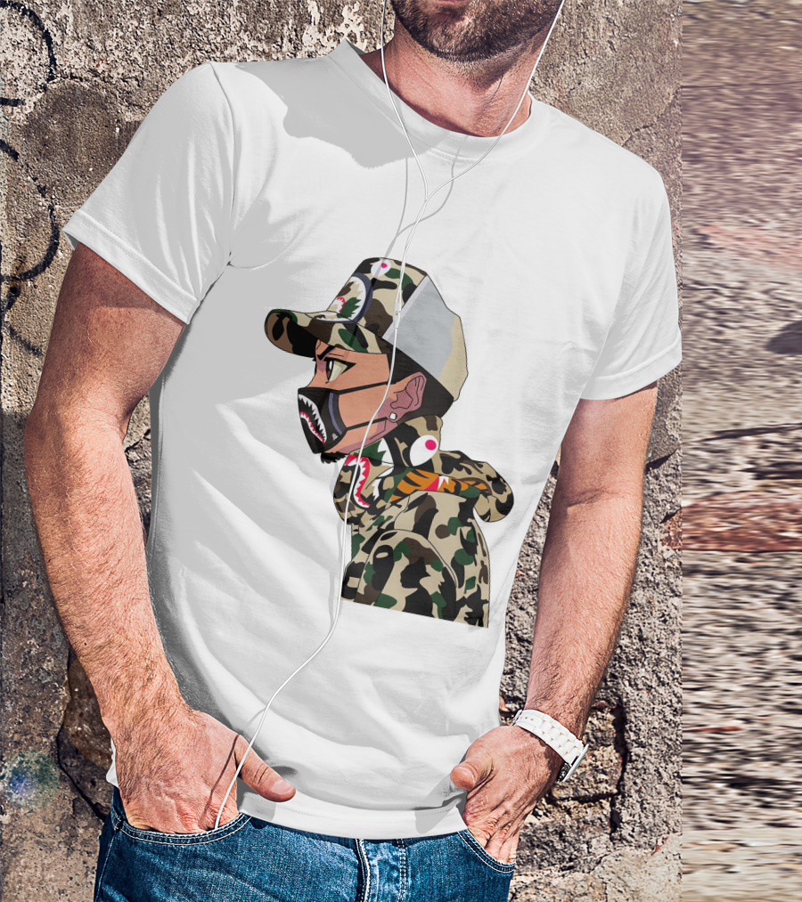The Boondocks GT Camo Shark Face Mask Hat Hoodie Anime T-Shirt
