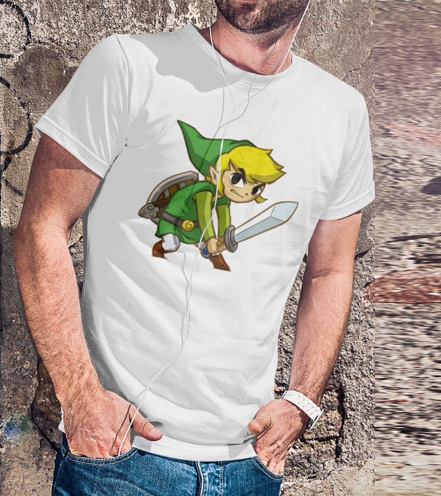 The Legend Of Zelda Link Holding Sword In Green Tunic And Hat T-Shirt