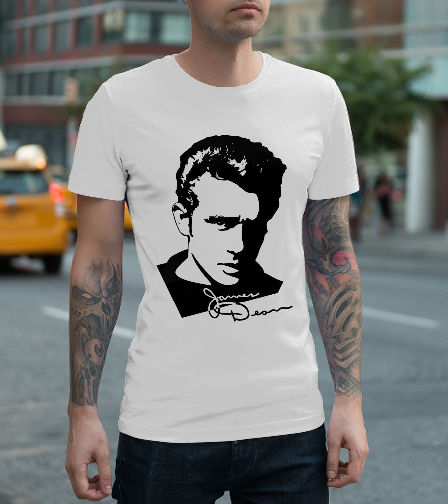 James Dean Portrait with Signature T-Shirt