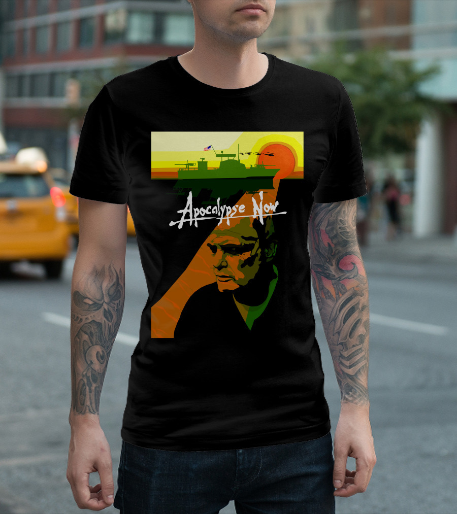 Apocalypse Now Vintage Movie Poster Art With Helicopters And Sun Background T-Shirt