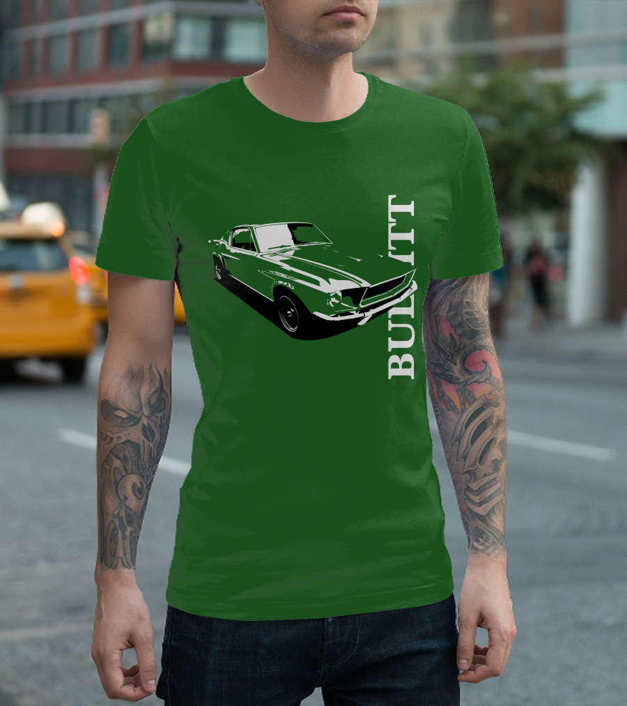 Bullitt Classic Car Green Mustang T-Shirt