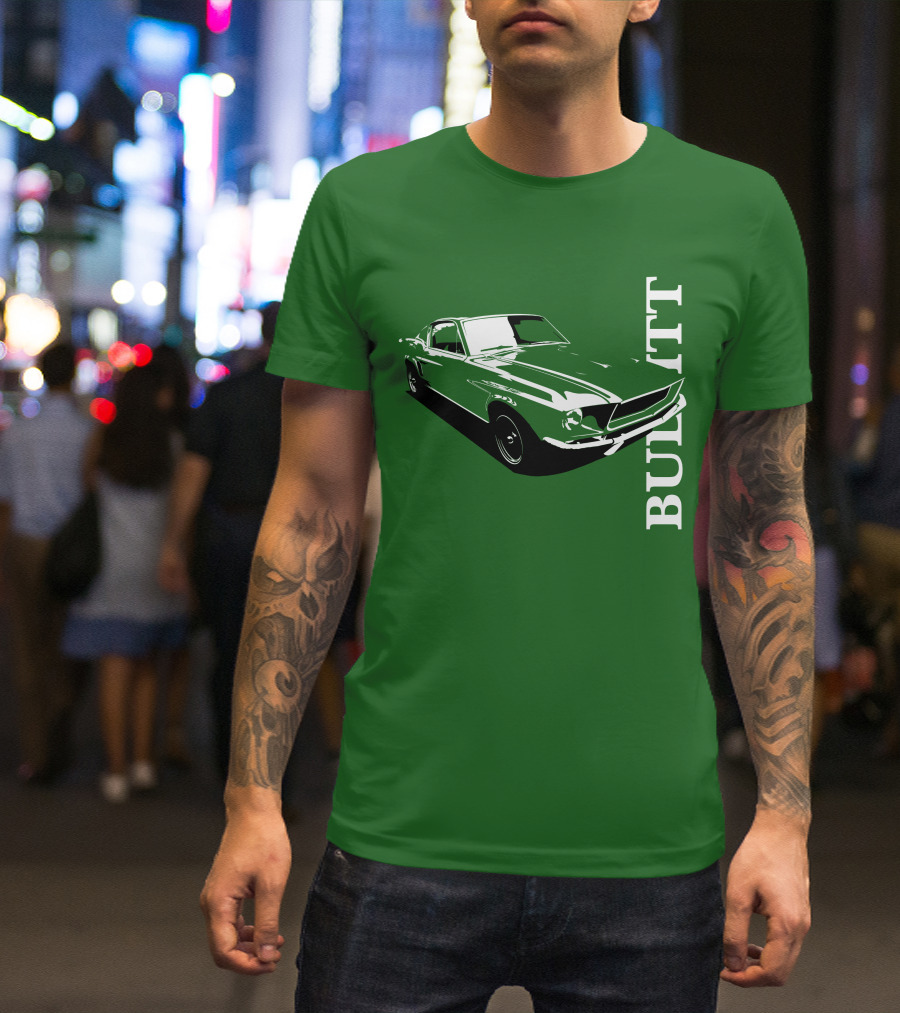 Bullitt Classic Car Green Mustang T-Shirt