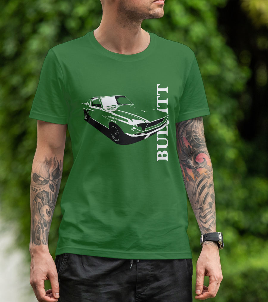 Bullitt Classic Car Green Mustang T-Shirt