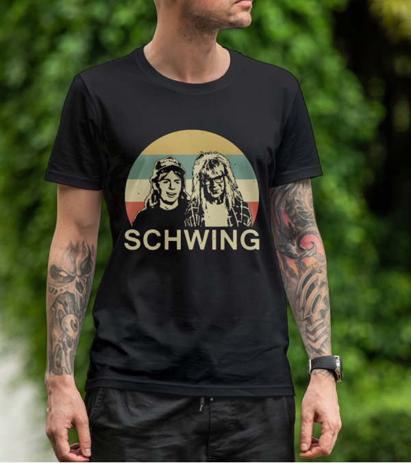 Wayne's World Schwing Retro Vintage Stripes T-Shirt