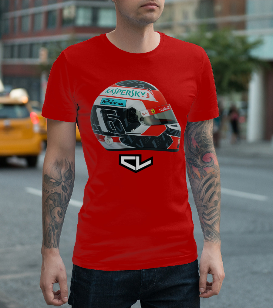 Kaspersky Riva Hublot Ferrari F1 Helmet CL Charles Leclerc 16 T-Shirt