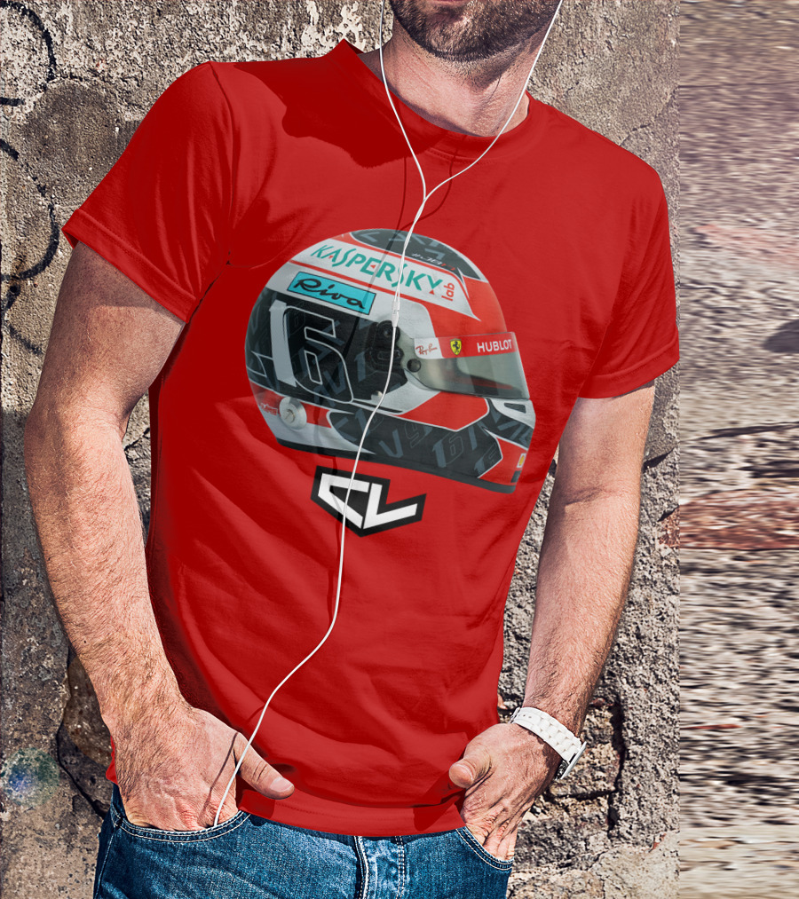 Kaspersky Riva Hublot Ferrari F1 Helmet CL Charles Leclerc 16 T-Shirt