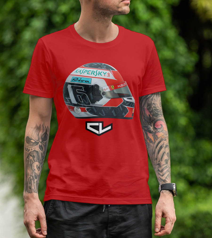 Kaspersky Riva Hublot Ferrari F1 Helmet CL Charles Leclerc 16 T-Shirt