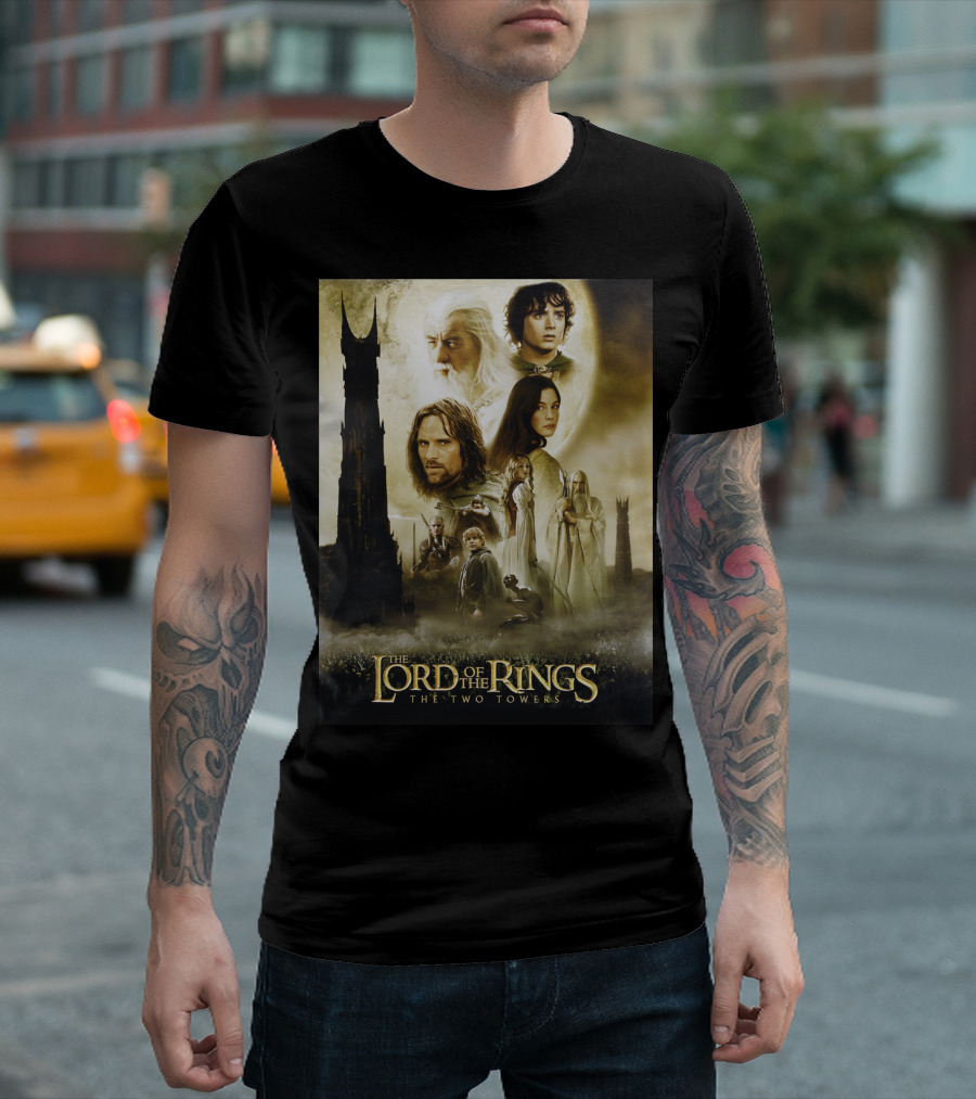 The Lord of the Rings The Two Towers Movie Characters and Towers T-Shirt