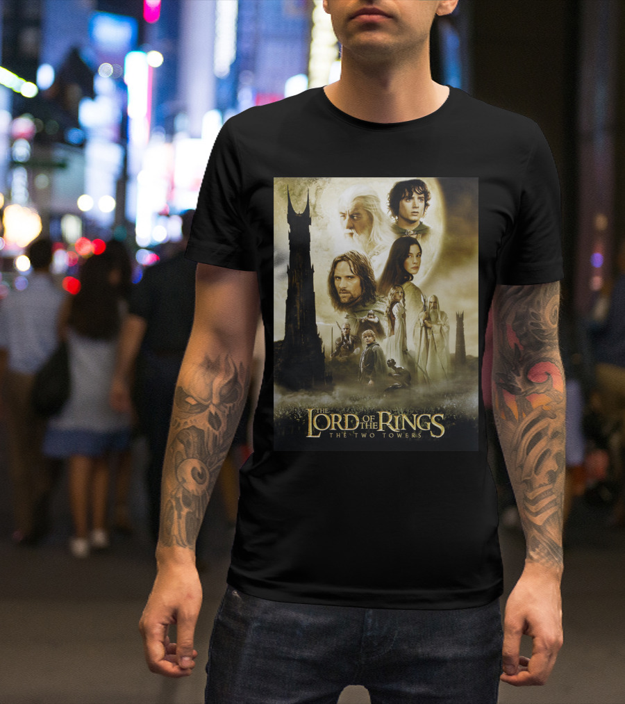 The Lord Of The Rings The Two Towers Movie Characters And Towers T-Shirt