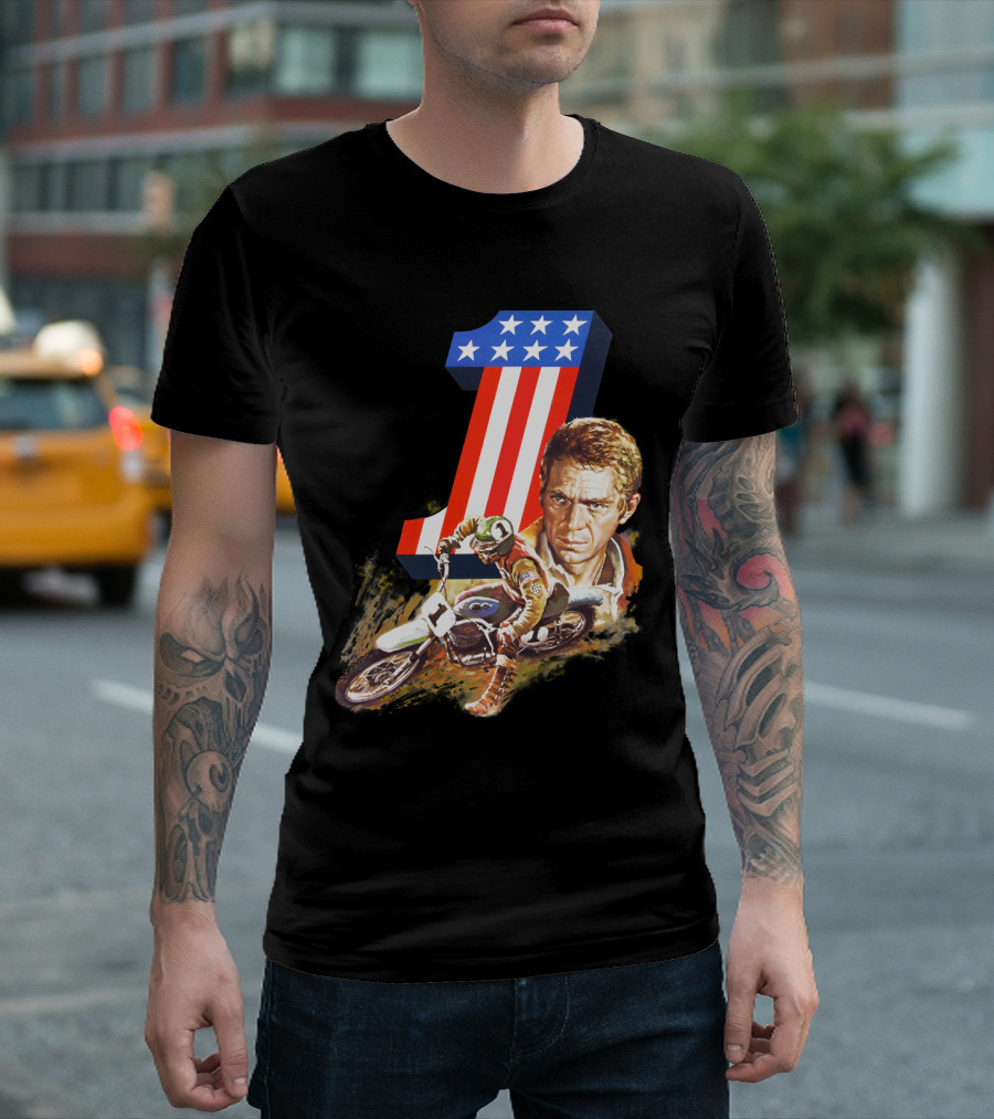 Steve McQueen Motorcycle Number One On Any Sunday T-Shirt