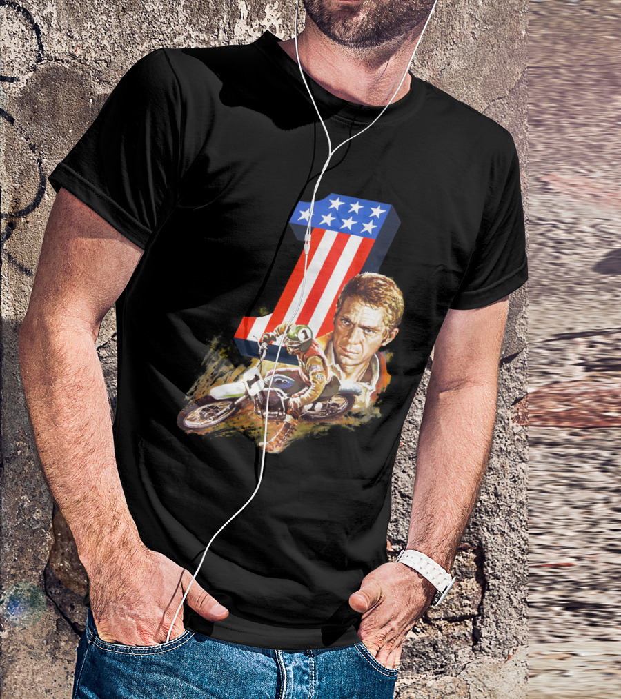 Steve McQueen Motorcycle Number One On Any Sunday T-Shirt