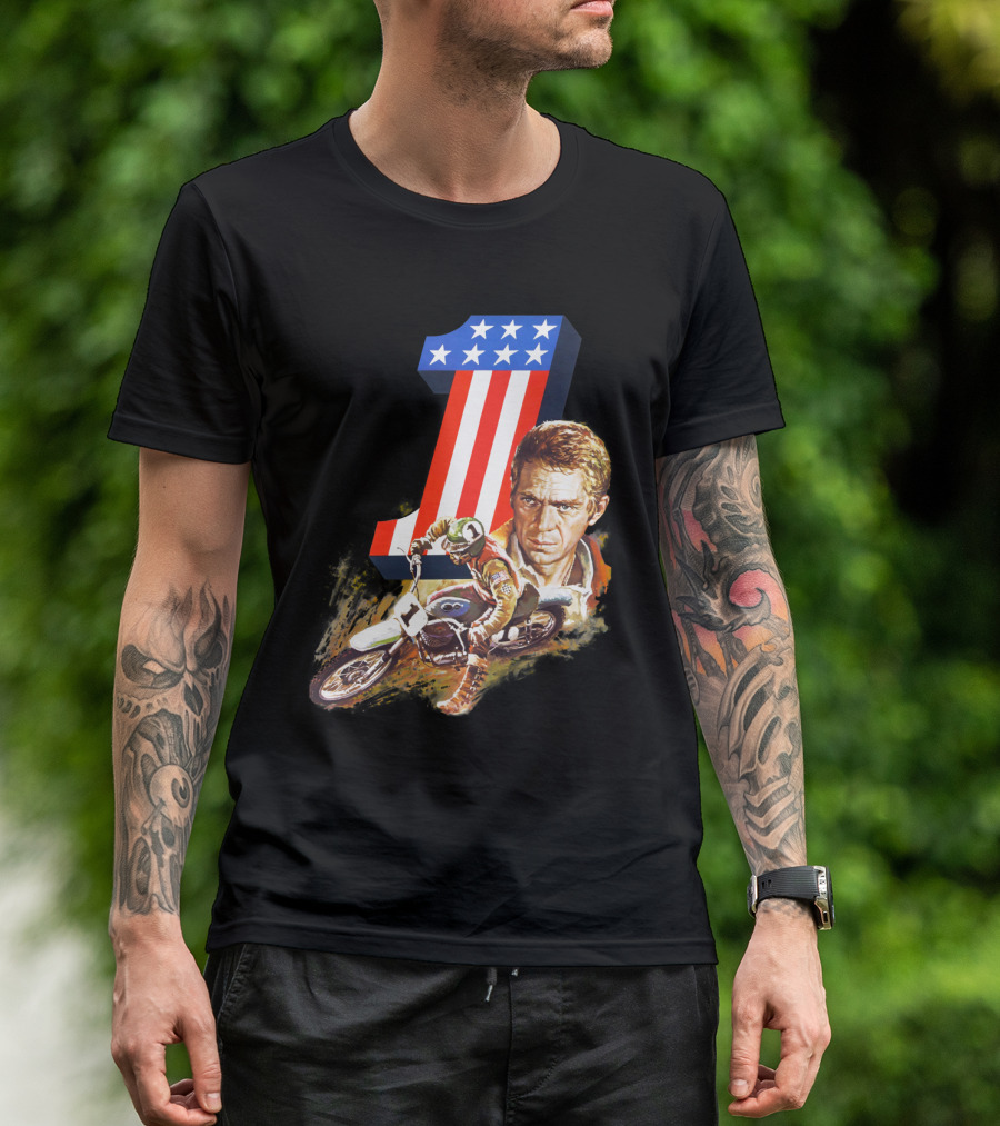 Steve McQueen Motorcycle Number One On Any Sunday T-Shirt