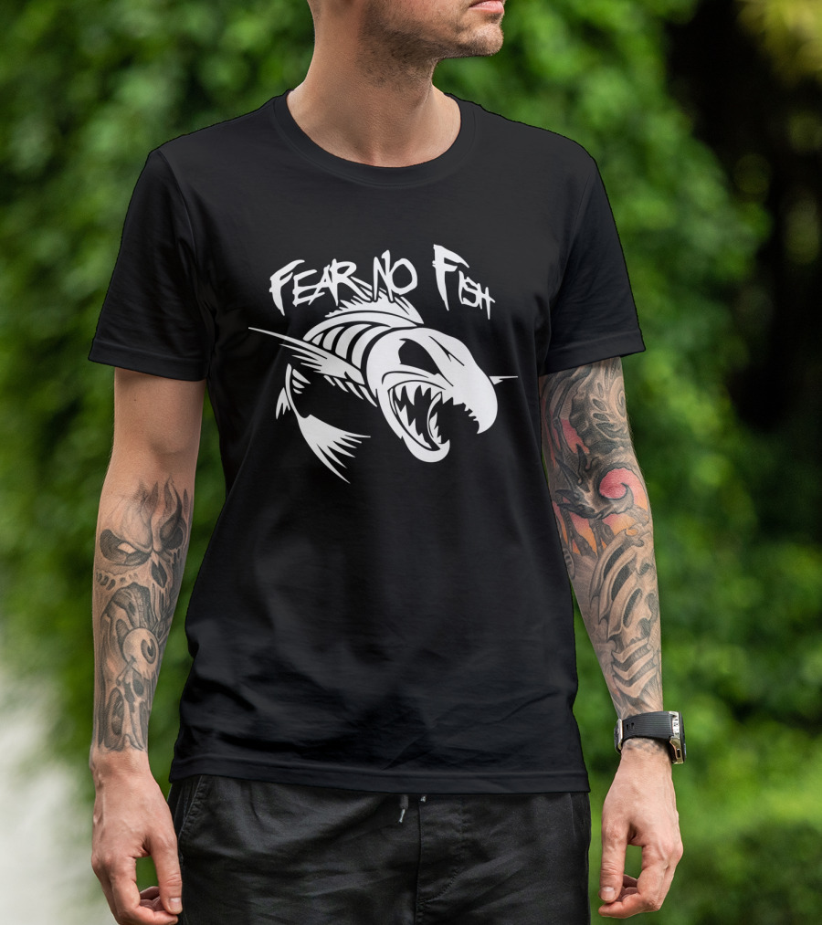 Fear No Fish Aggressive Fish Skeleton T-Shirt