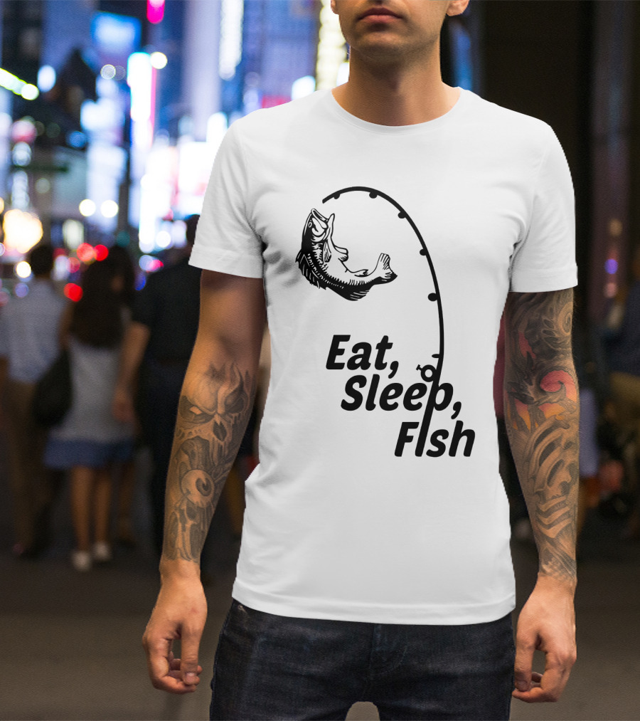 Eat Sleep Fish Fishing Rod And Jumping Fish T-Shirt
