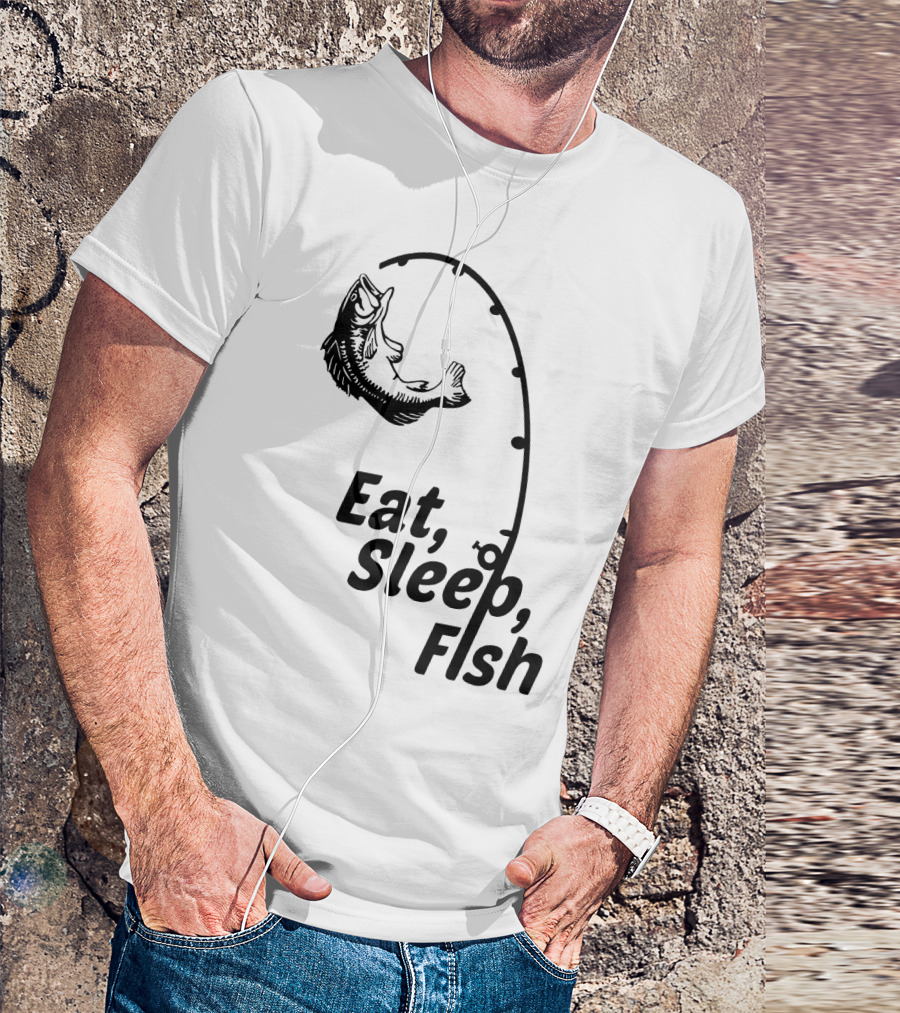 Eat Sleep Fish Fishing Rod And Jumping Fish T-Shirt