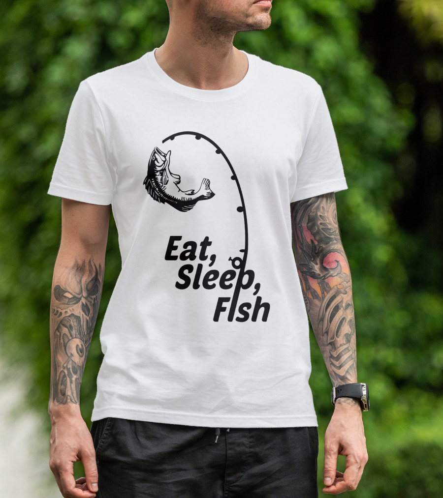 Eat Sleep Fish Fishing Rod And Jumping Fish T-Shirt