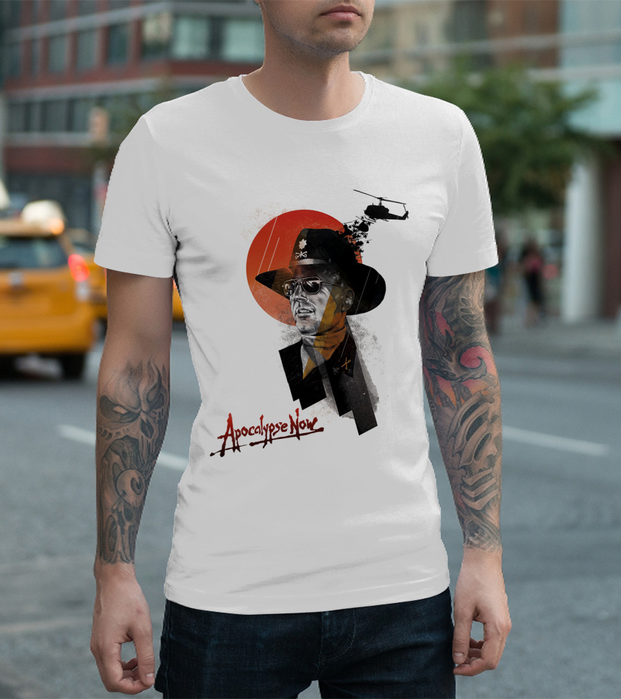 Apocalypse Now Helicopter and Soldier with Red Sun Iconography T-Shirt