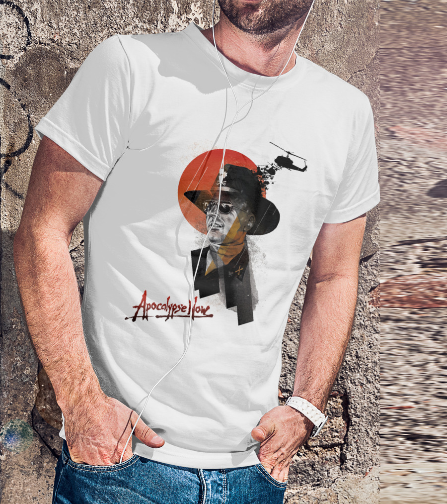 Apocalypse Now Helicopter And Soldier With Red Sun Iconography T-Shirt
