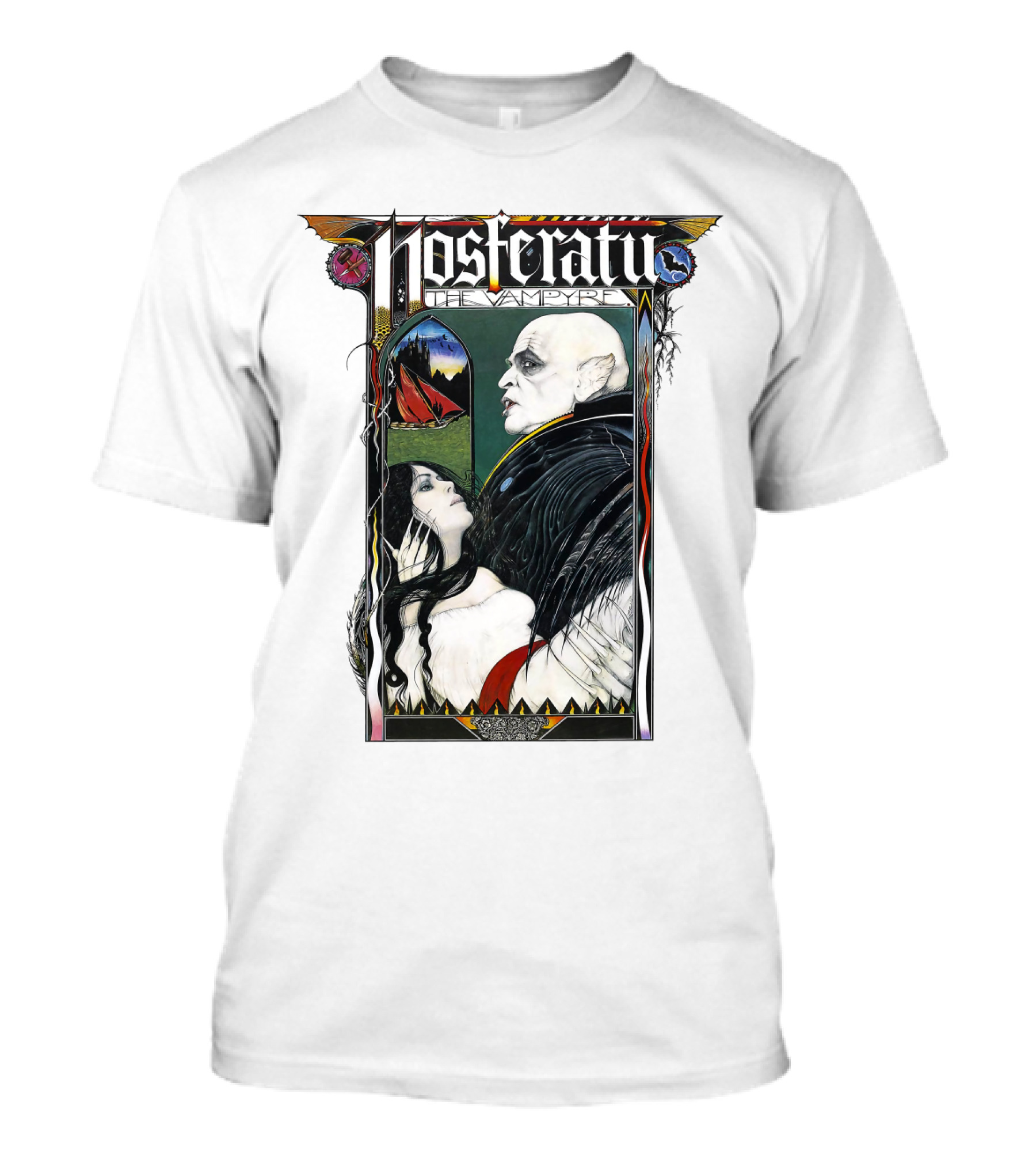 Nosferatu The Vampire Horror Classic Design With Gothic Imagery And Dramatic Portraits T-Shirt
