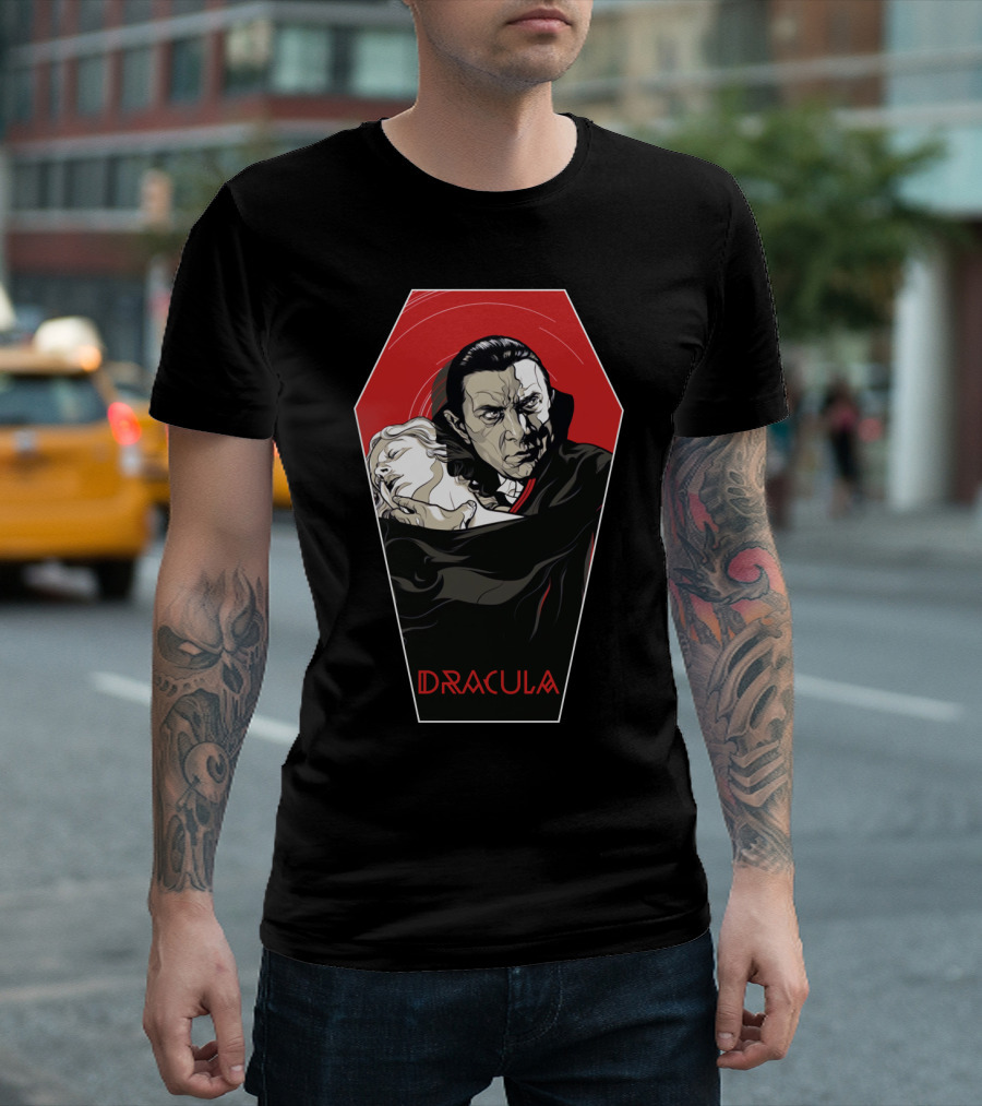 Dracula 1931 Bela Lugosi Vampire Horror Coffin Red Black Iconic Film T-Shirt
