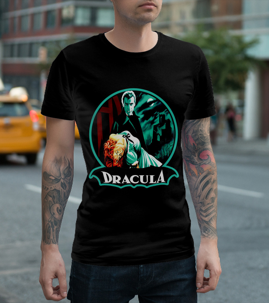Dracula Bela Lugosi Vintage Horror Gothic Castle Dark Moonlit Night T-Shirt