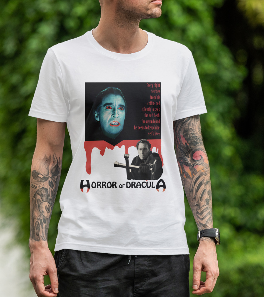 Every Night He Rises From His Coffin-Bed To Seek Blood Horror Of Dracula T-Shirt