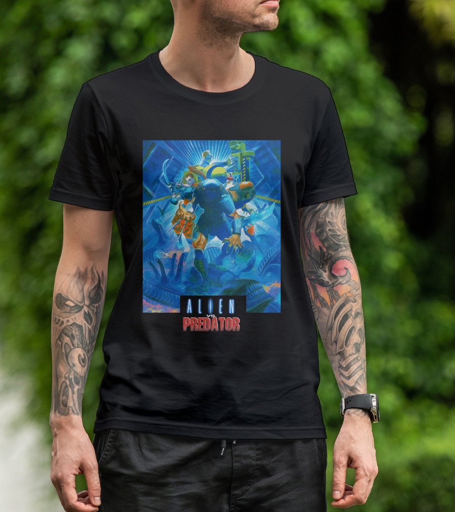 ALIEN VS. PREDATOR RETRO VIDEO GAME COVER T-Shirt