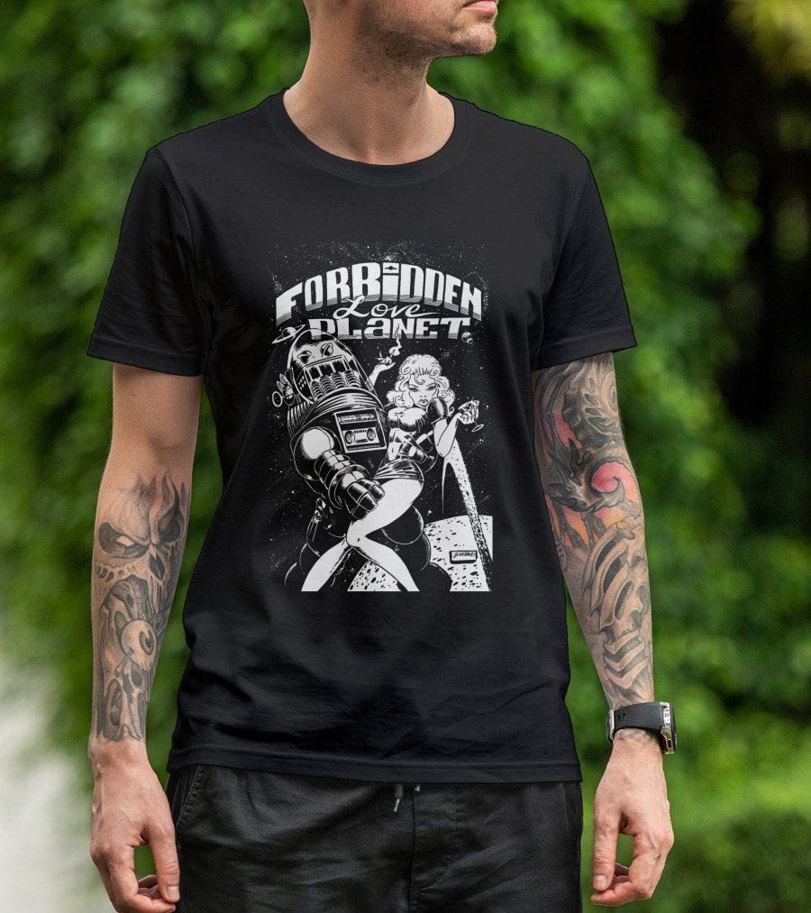 FORBIDDEN LOVE PLANET Sci-Fi Romance Retro Space Adventure T-Shirt