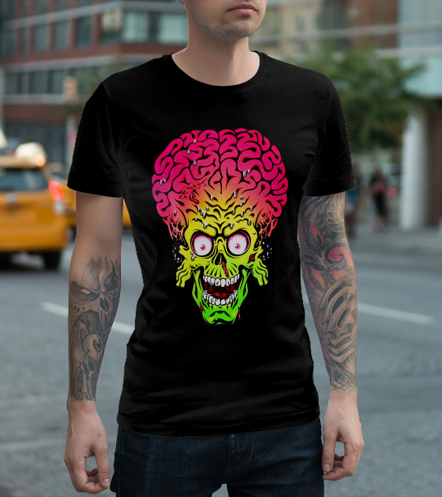 Mars Attacks Alien Brain Zombie Head T-Shirt